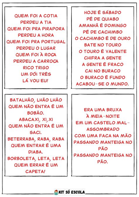 Parlendas Para Imprimir S Escola