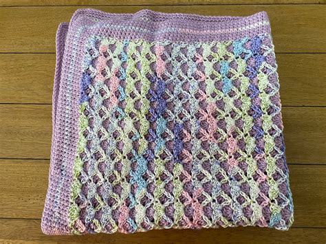 Double Sided Crochet Baby Blanket Lavender Etsy