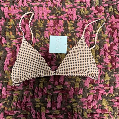 MAI Swim Mai String Bikini Top In Peach Gingham Poshmark