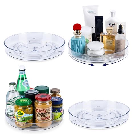 Powerlix Lazy Susan Organizer Plastic 4 Pack 10 5 Inch Sturdy And