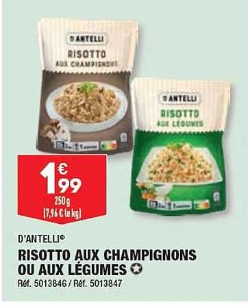 Promo Risotto Aux Champignons Ou Aux L Gumes D Antelli Chez Aldi