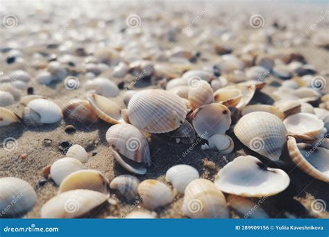 Seashells Shells Laying On White Sand Sea Beach Tropical Sanded