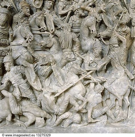 Romans In Battle Against The Barbarians Scene From Sarcophagus Of A