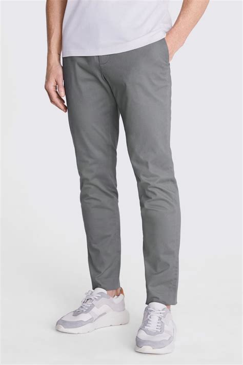 Slim Fit Grey Stretch Chinos Buy Online At Moss