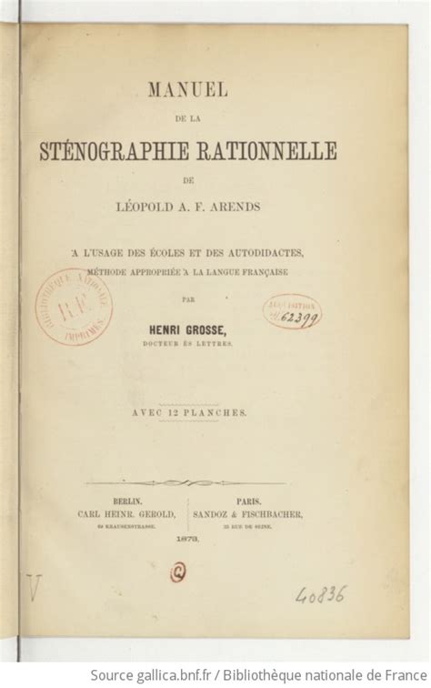 Manuel de la sténographie rationnelle de Léopold A F Arends à l