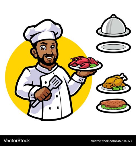 Chef Cartoon Character Mascot Design Royalty Free Vector