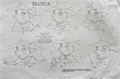 Rescuers Down Under Model Sheet Miss Bianca Disney Animation Research
