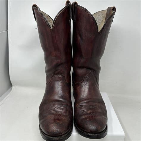 Olathe Cowboy Boots Mens Size 11 D Vamp Leather Brown Made In Usa 9050