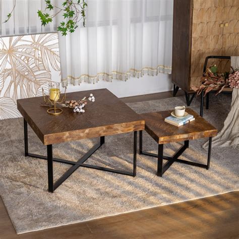 Creationstry L Gante Table Basse Carr E R Tro Moderne Plateau En Bois