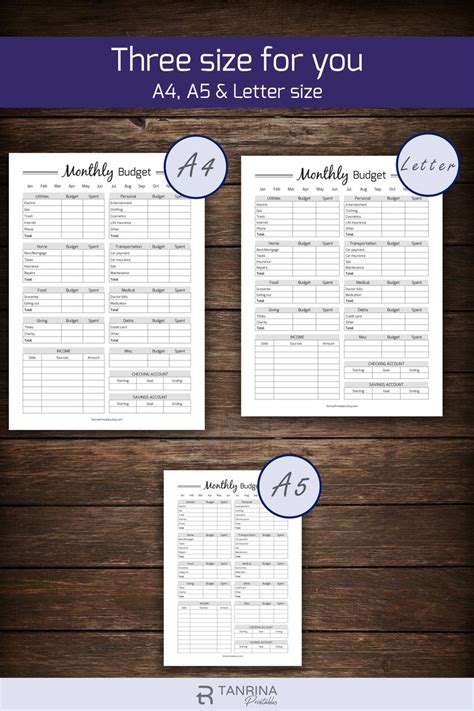 Monthly Budget Planner Printable Finance Money Tracker Etsy