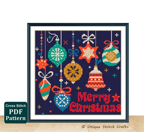 Merry Christmas Cross Stitch Pattern Noel Cross Stitch Etsy