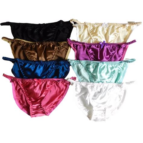 8pcs Sexy Womens 100 Silk String Bikini Panties S M L Xl Xxl Xxxlw24 44solid On Aliexpress