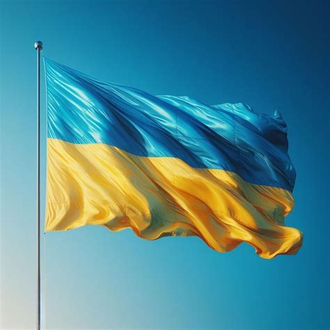 Premium Photo Ukrainian Flag Waving In The Wind On Blue Sky