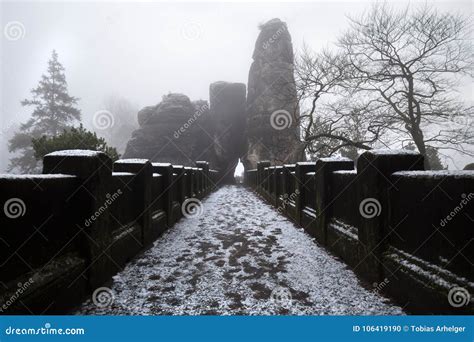 Bastei Bridge Germany in the Winter Stock Photo - Image of saxonian ...