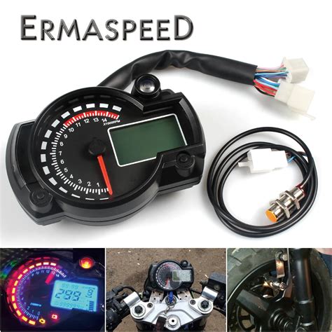 7 Colors 15000rpm Motorcycle LCD Digital Speedometer Tachometer