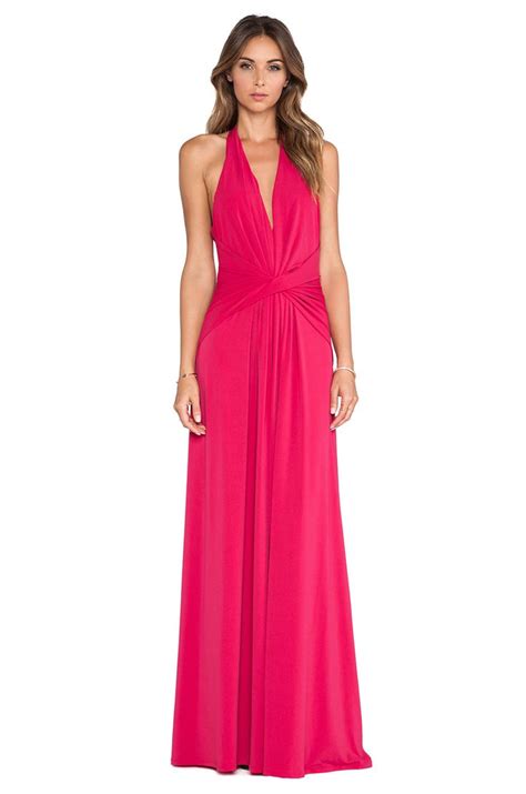 Halston Heritage Halter Gown In Raspberry From