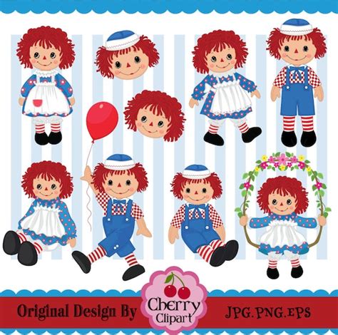 Raggedy Ann and Andy Raggedy Annie Rag Doll Digital Clipart - Etsy