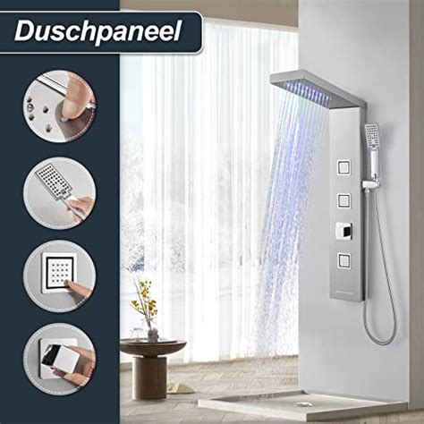 OUGOO Duschpaneel Ohne Armatur LED Duschpaneel Mit