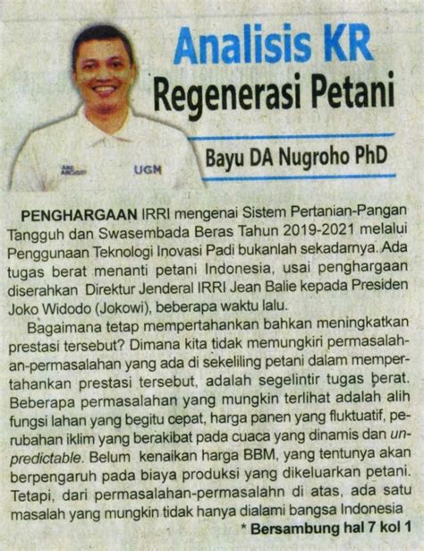 Regenerasi Petani Koran Humas Ugm Ac Id