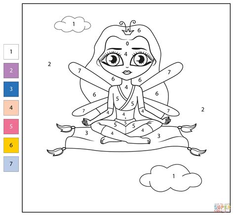 Color By Number Big Eyed Fairy Free Printable Coloring Pages