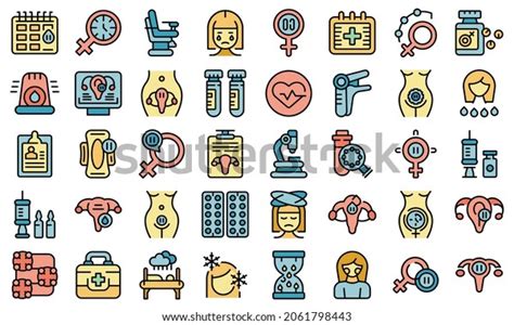 Menopause Icons Set Outline Vector Female Stock Vector Royalty Free