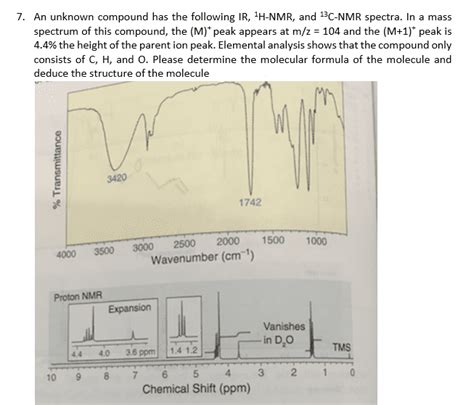 OneClass 7 An Unknown Compound Has The Following IR H NMR And 13C