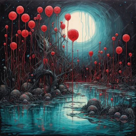 Premium Ai Image Demon Landscape Bubble Scary Trypophobia Art