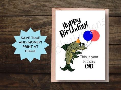 This Funny Printable Birthday Card Has A Fish Pun Sure To Make Any