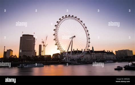 London Eye At Sunrise Uk Stock Photo Alamy