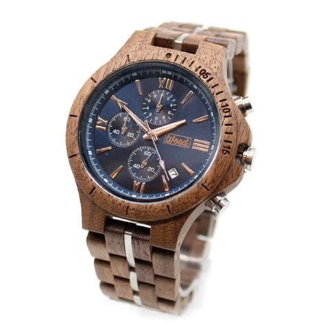 Woed Betula Houten Horloge Heren 50 Mm Quertz Premium