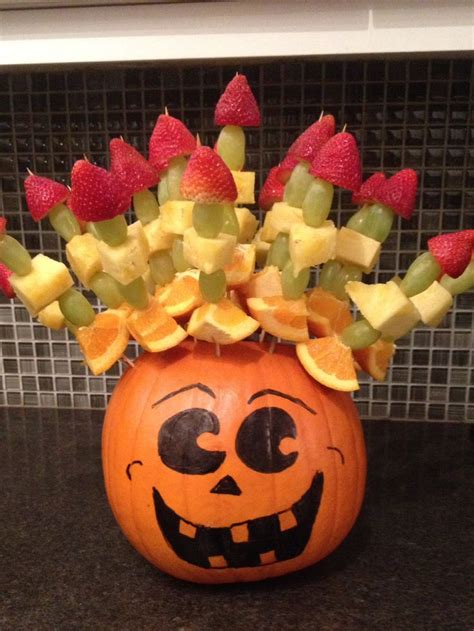 Halloween Pumpkin Fruit Kabobs Halloween Snacks For Kids Halloween