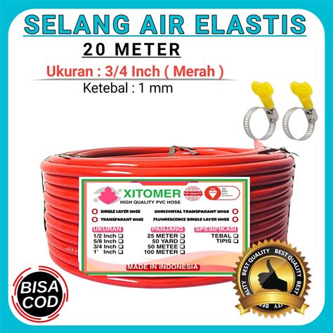 Selang Air Elastis 3 4 20 Meter Selang Air Cuci Motor Mobil Selang Taman Kebun Cod Lazada