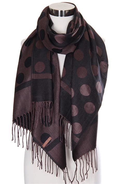 Polka Dot Pattern Pashmina Scarf Sb 440 Hana Wholesale