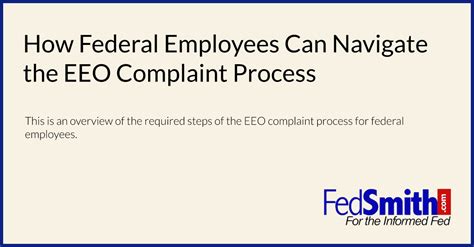 How Federal Employees Can Navigate The Eeo Complaint Process