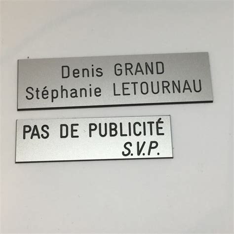 Plaque Sp Ciales Bo Te Aux Lettres Fond Argent Texte Grav Noir