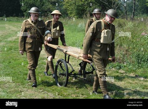 WWI reenactment stretcher bearers Stock Photo - Alamy