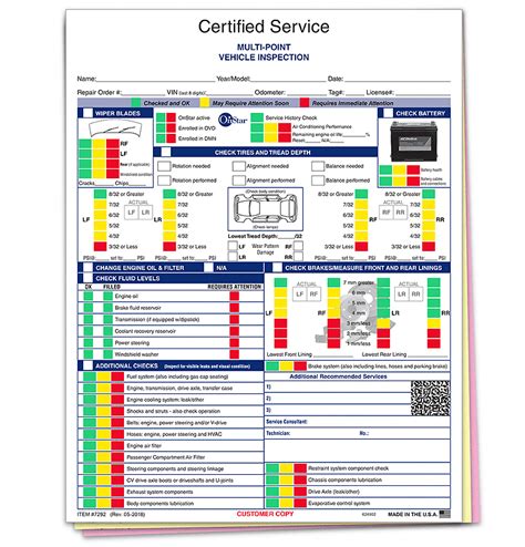 General Motors Multi Point Inspection Form