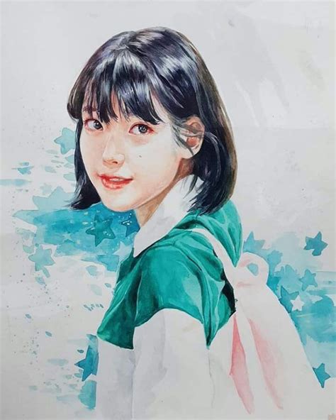 Iu Fanart イラストポスター 水彩 人物 スケッチ