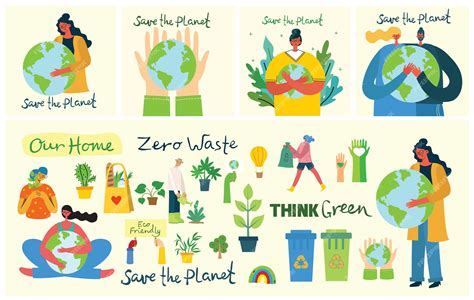 Premium Vector Set Of Eco Save Environment Illustrations People