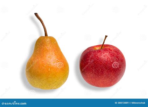 Vergleich Apfel Und Birne Stockbild Bild Von Getrennt Gesund