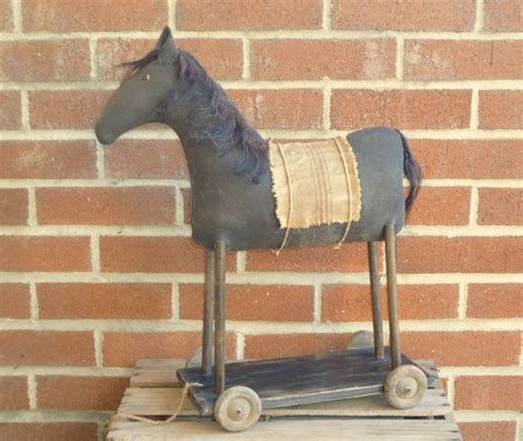 Items Similar To Primitive Folk Art Horse Pull Toy Large Horse