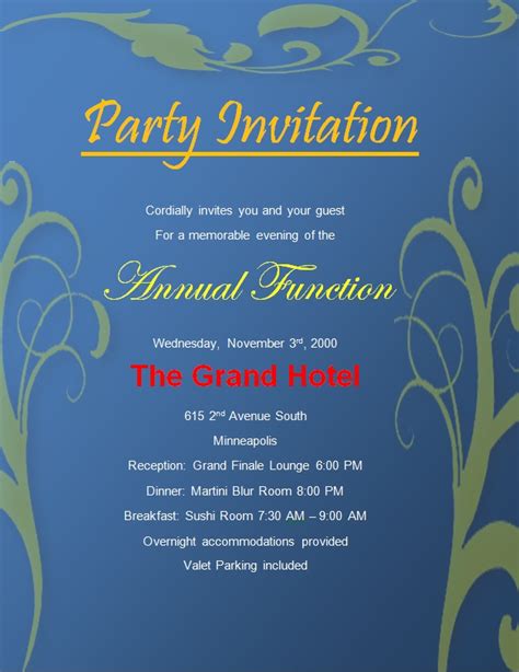 Professional Party Invitation Template Free Word Excel Templates