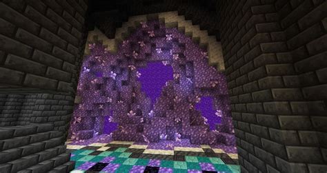 an image of a purple and black wall in a minecraft style area with the ...