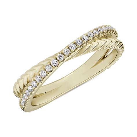 Braided Crossover Diamond Fashion Ring In 14k Yellow Gold 18 Ct Tw