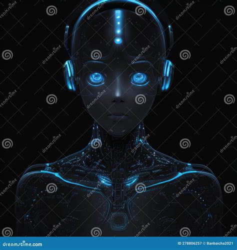 Imagen Del Robot Que Desmonta La Cara De Un Robot Humanoide Stock De