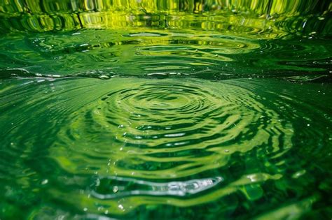 Premium Photo Green Water Drop With Ripples And Ripples In The Water