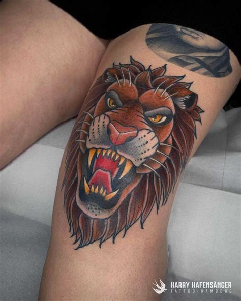 Traditional Old School Lion Löwe Tattoo Tattoo Studio Tätowierungen