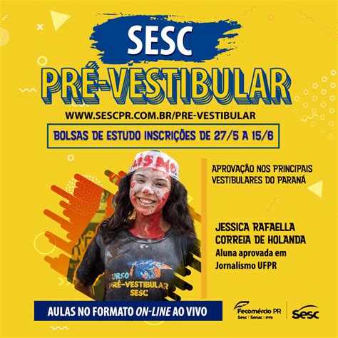 Cursos Pré Vestibular - Sesc oferta curso Pré-vestibular on-line gratuito para todo o Paraná ...
