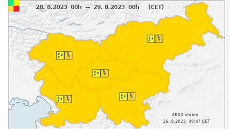 Arso Poostril Vremensko Opozorilo Za Ponedeljek