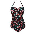 Cocoship Retro Black White Geometric Patterns High Waist Bikini Tassel Swimsuit FBA